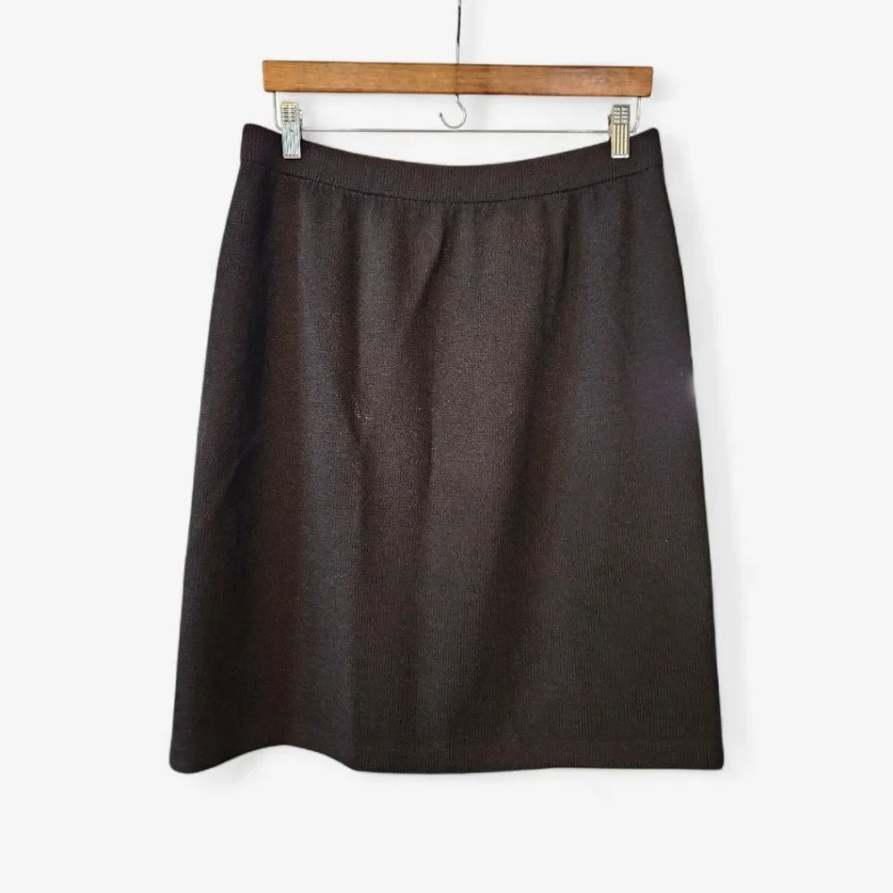 St.‎ John Basics Santana Knit Black Minimalist Straight Pull-On Pencil Skirt 12